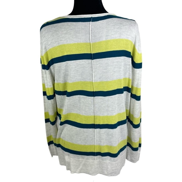 Apt 9 Women's Cream Blue Green Striped V Neck Super soft pullover Sweater size L - Picture 4 of 10